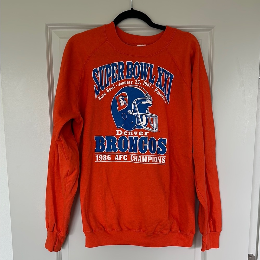 Vintage Denver Broncos Super Bowl XXI Orange Sweater